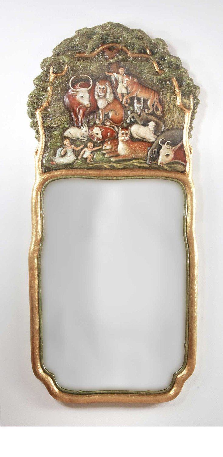 Hand Painted Peaceable Kingdom Plain Mirror 22" x 48"