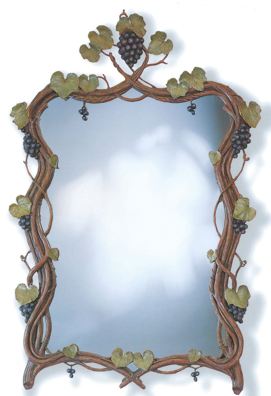 Hand-Laid Antique Finished Grape Vines Mirror 37.5" x 56"