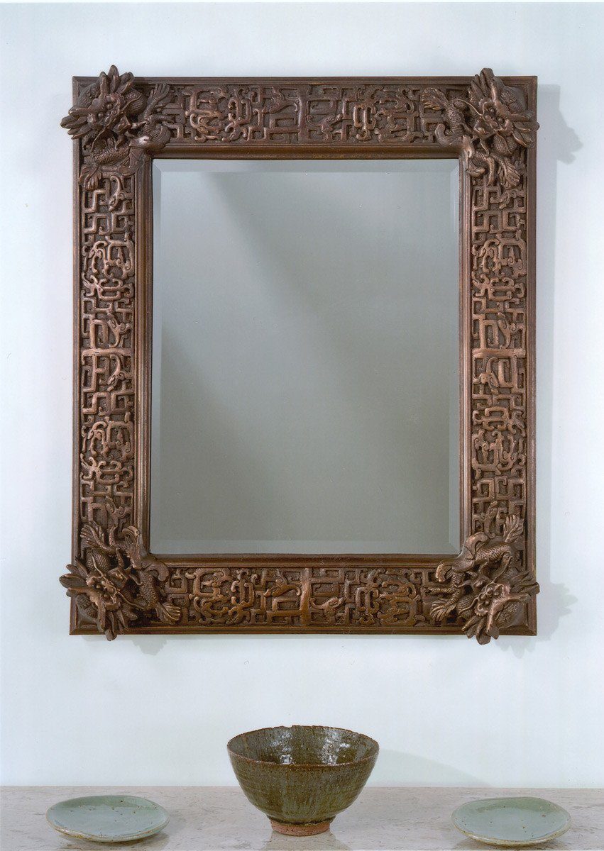 Newport Dragon Fret Accented Beveled Mirror 31" x 35"