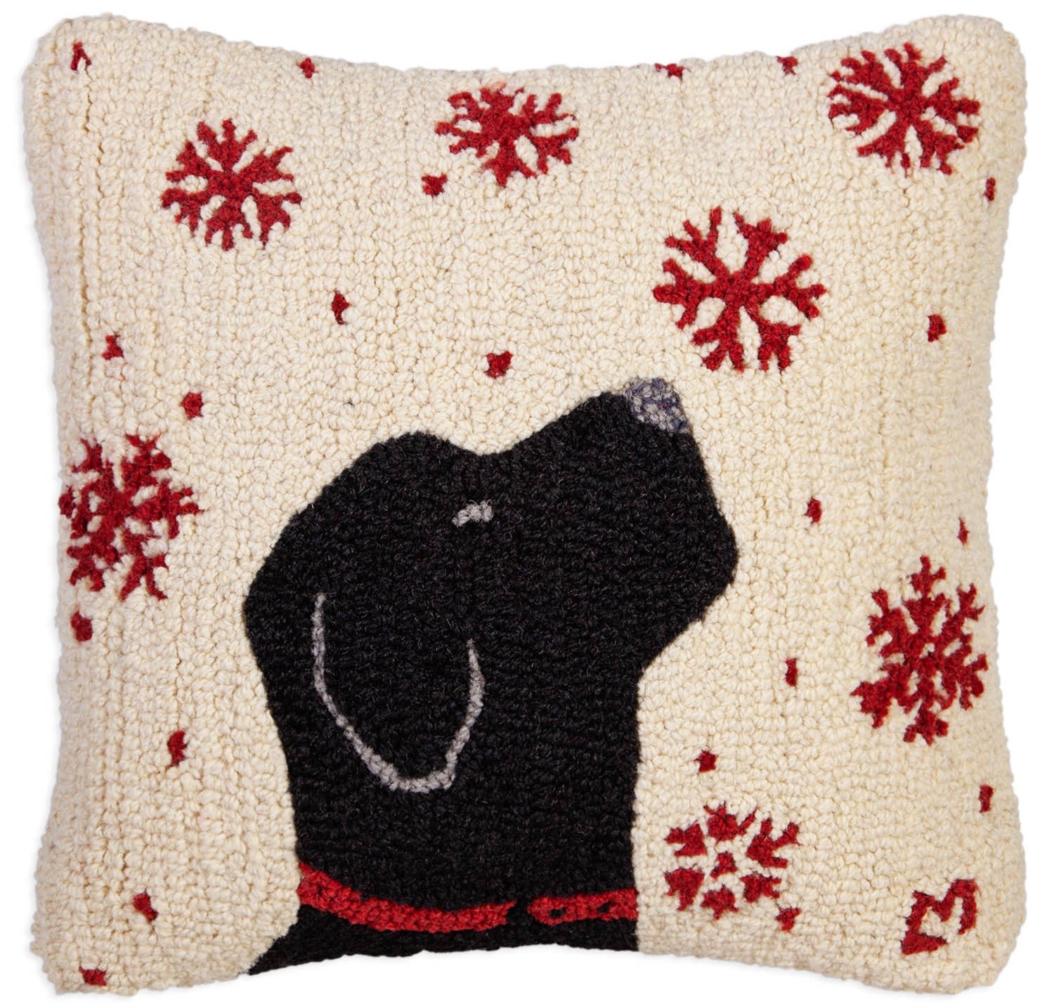 Chandler 4 Corners: Hand-Hooked Wool Pillow: 18x18 Inch Snowy