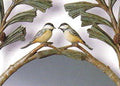 Chickadees in Pine Boughs Mirror (Hand Painted or Gold Finish)