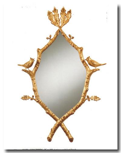 "Songbirds" Antique Gold Leaf Mirror