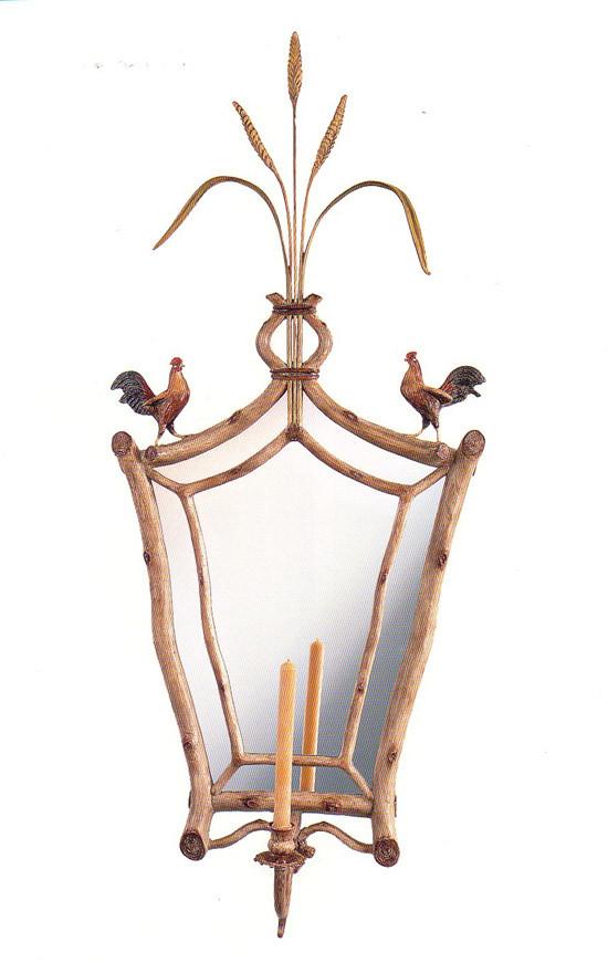 "Roosters with Wheat" Sconce Mirror